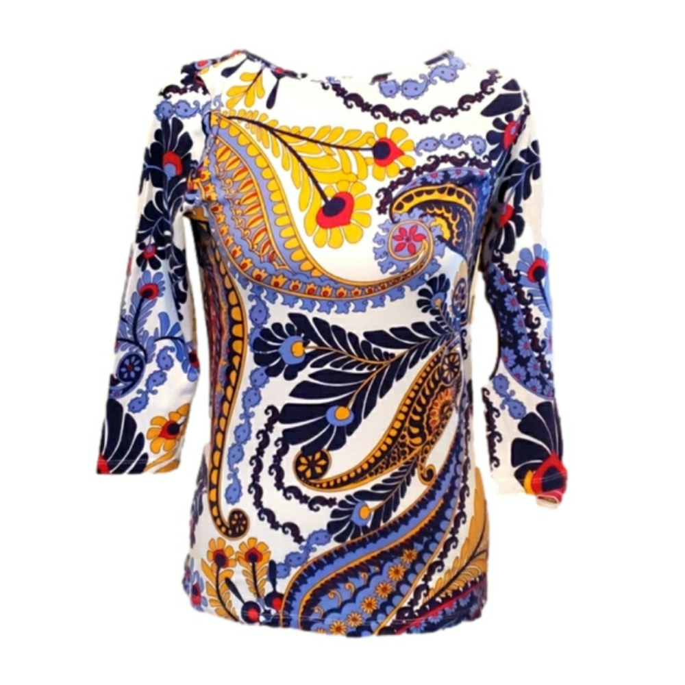 TALBOTS Floral printed 3/4 sleeve blouse Petite Size P